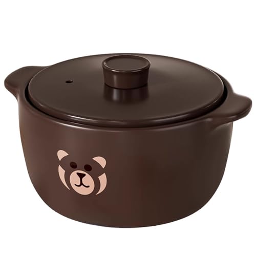 Cacerola de Barro de cerámica Resistente a Altas temperaturas para Uso doméstico. No se agrieta, Ideal para cocinas de Gas, guisos y sopas, 5 l (2,5 l).