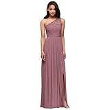 Long One Shoulder Lace Bridesmaid Dress Style F17063, Quartz, 4