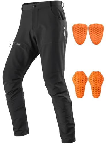 WOSAWE Men's Motorcycle Pants with Removable CE Pads Sports Protective Trousers for MTB, Cycling, Downhill, Large Black