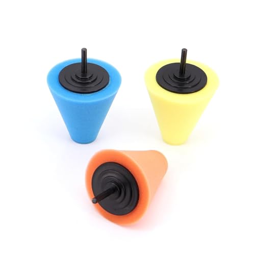 cyclingcolors 3x Tamponi in spugna per lucidatura lucidatura trapano cono universale per ceretta in schiuma per carrozzeria, cerchione, auto, moto, 3 durezze