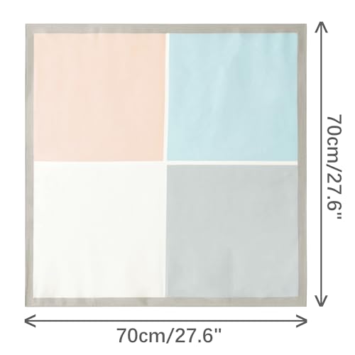 Women Contrast Color Satin Scarf, 27.6"x27.6" Square Silk Feeling Neckerchief Head Wrap Bandanas3