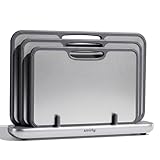 SMIRLY Titanium Cutting Board for Kitchen, Double Sided Chopping Board Set with Holder, 100% Pure Titanium, Dishwasher Safe, 3 Pack