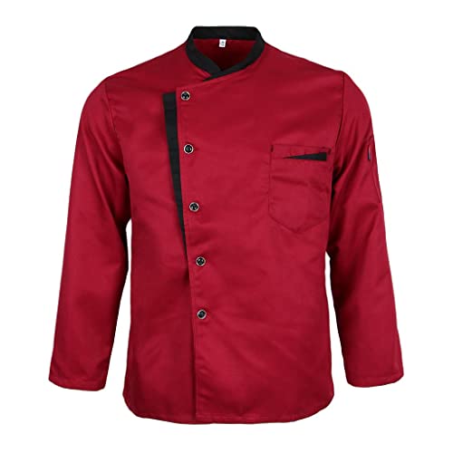 Uniforme de Serveur d'Hôtel Rouge XL : Veste Professionnelle à Manches Longues