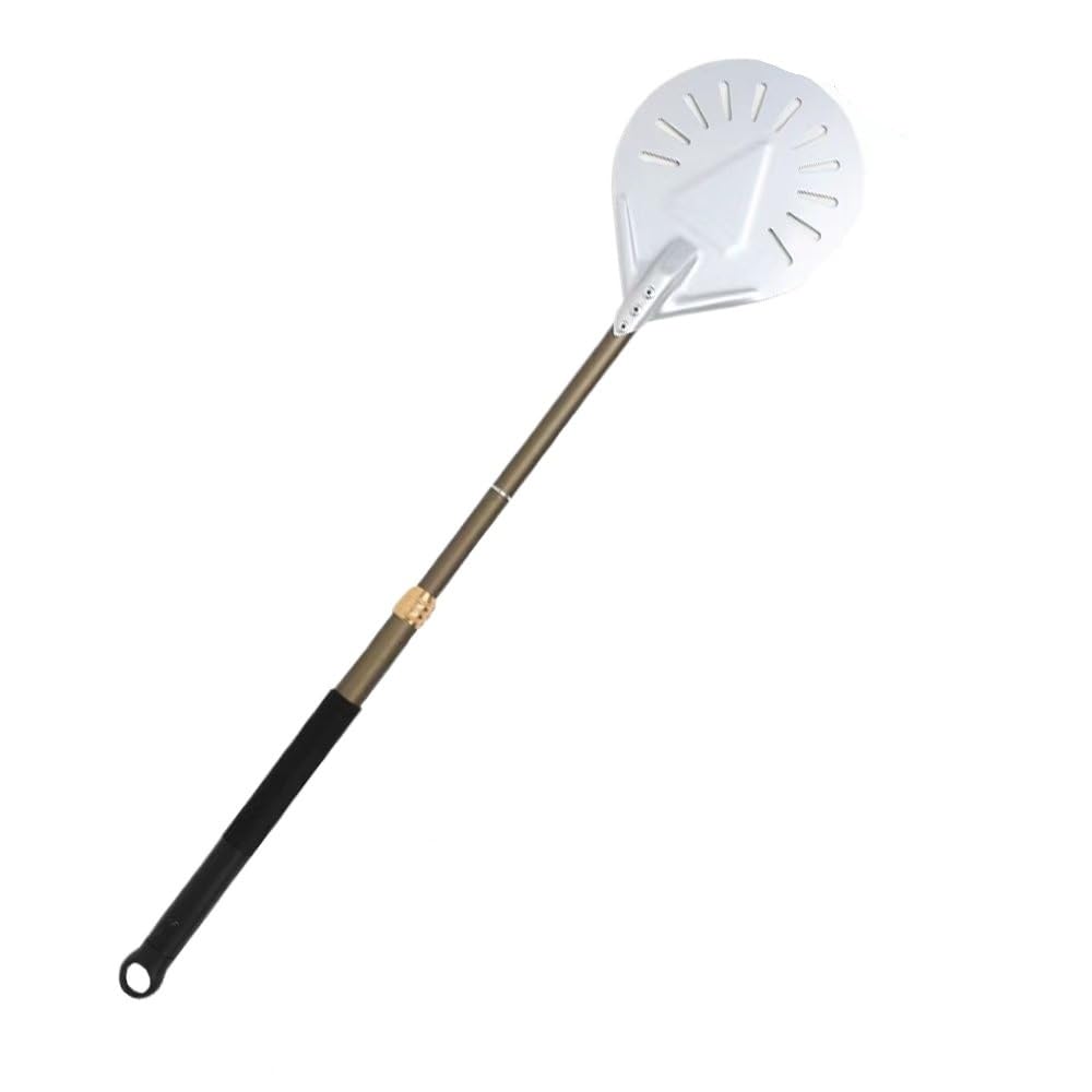 Pala Per Pizza Pala for pizza regolabile, pala girevole anodizzata dura, utensili da forno rotondi for, manico lungo, for in alluminio, antiaderente, cucina(Grey 8 inch brown)