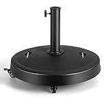Tangkula 51 lbs Patio Umbrella Base with Wheels, 20.5 Inches Heavy Duty Round Outdoor Umbrella Stand for 10 ft Table Market Offset Umbrella, Fit Umbrella Pole 1.5-1.9 inches, Weighted Umbrella Base