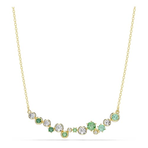 Swarovski Collar Constella en una Delicada Cadena, con una Muestra Central de Varios Cristales Transparentes Zirconia en Distintos Tamaños y Tonos, Talla Mixta, Baño Tono Oro, Verde