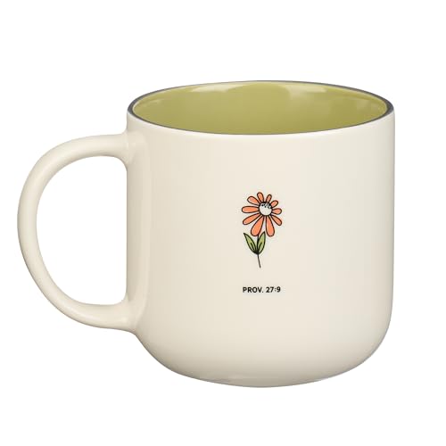 image for Christian Art Gifts Sage Green Floral Ceramic Coffee Mug – 15 oz. Mi