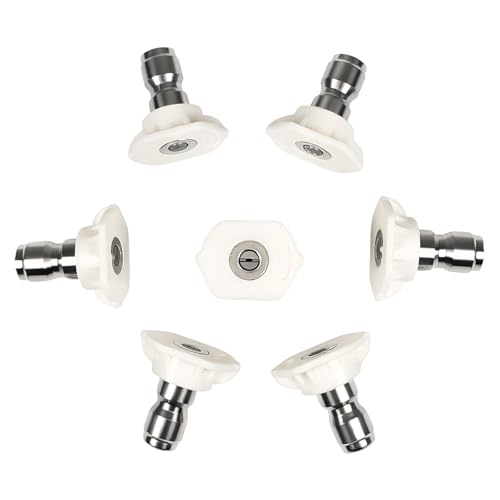 Pressure Washer Tips, 40 Degree White Pressure Washer Nozzle, 1/4 Inch Quick Connector, 7 Pack Replacement Nozzles for Power Washer, Rated Up to 4000 PSI