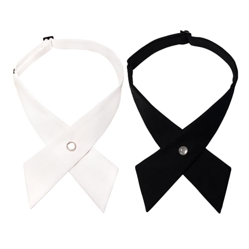 AWOCAN Bow Ties Set Adjustable Criss-Cross Bow Tie Neck Ties JK Uniform Bow Ties for Women/Men (Black+White)