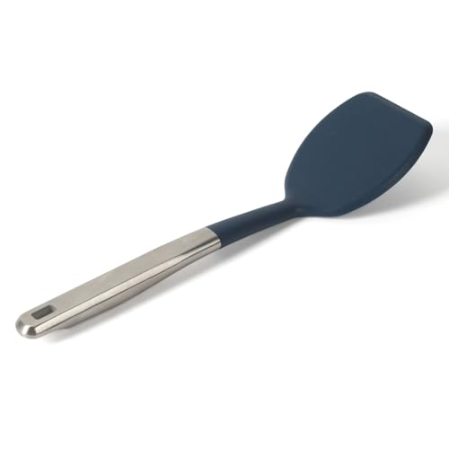 Image of Calphalon Prime Solid Turner, Cooking Spatula, Kitchen Spatula, Stainless Steel Turner with Navy Silicone Head, Heat Resistant for Nonstick Cookware, Ergonomic Handle for Easy Turning