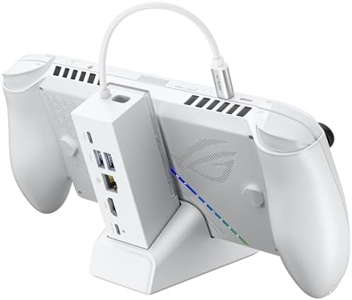 JSAUX Docking Station Compatible with ROG Ally X/ROG Ally/Steam Deck/Legion Go, 6-in-1 ROG Ally X Dock with HDMI 4K@120Hz, Gigabit Ethernet, Dual USB & USB-C 3.2 Gen 1, 100W PD Charging -HB0609 White