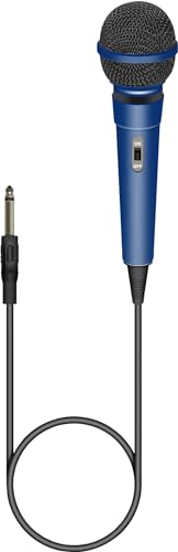 Image of SoundLAB Dynamic Unidirectional Karaoke Microphone With Fixed 6.35mm Jack Lead 3m Length For Singing, Presentations, Practice, Home Party, Celebration, Perforamce, Kids, Adults, Portable Blue