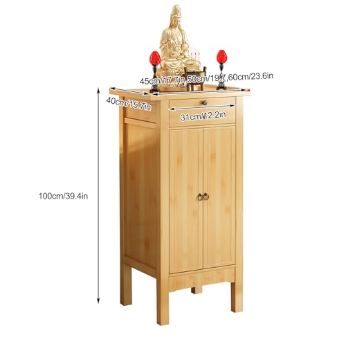 Table d'autel de Bouddha 60x100 cm avec rangement jaune - 3
