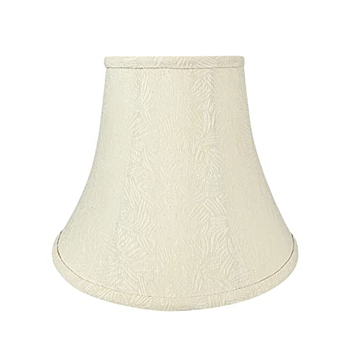 Image of Aspen Creative 30167 Transitionall Bell Shape Spider Construction Lamp Shade in Beige with Leaf Pattern, 12 inch wide (6 inch x 12 inch x 9-1 /2 inch)