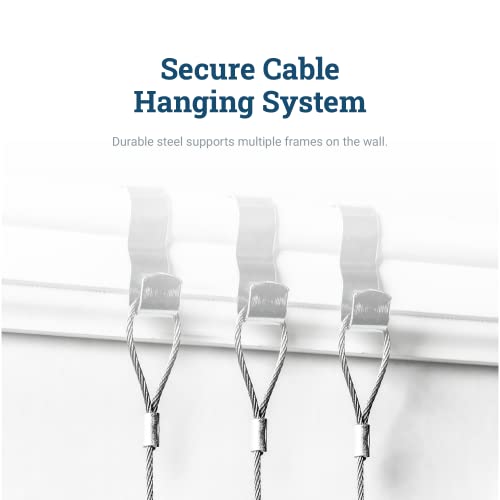 Image of Loop Hanging Steel Cables 72-inch - Supports 25 lbs - 5 Pack - Stainless Steel Braided Picture Hanging Cord for Picture Rail System