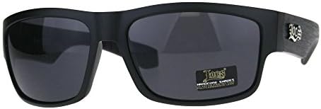 Locs Hardcore Shades Mens Rectangular Matte Black Grey Wood Pattern Sunglasses