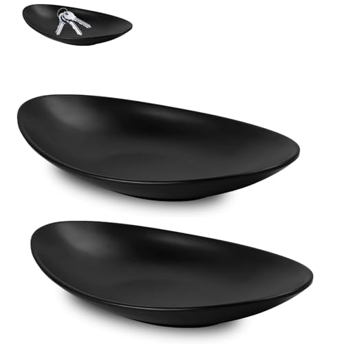 OhebEsx 2er Set Schlüsselschale Schwarz Eingangsablage für Schlüssel Uhren Schmuck Kleingeld Minimalistisches Design für Flur Wohnzimmer Küche Büro