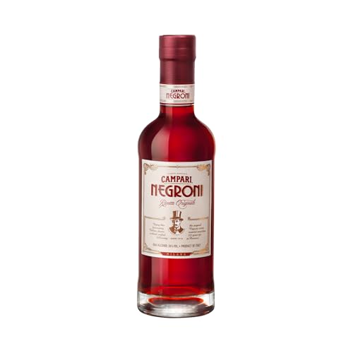 CAMPARI - Negroni 0,5 L, Simple y Equilibrado, Cocktail Preparado, Combina Campari Bitter, Vermouth Rosso y London Dry Gin, Afrutado y Floral, Amargor Persistente, Color Carmesí, 26% Vol. Alcohol