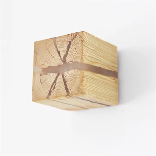 Lámpara de pared de madera para pasillos oscuros aplique de resina LED cubo 5