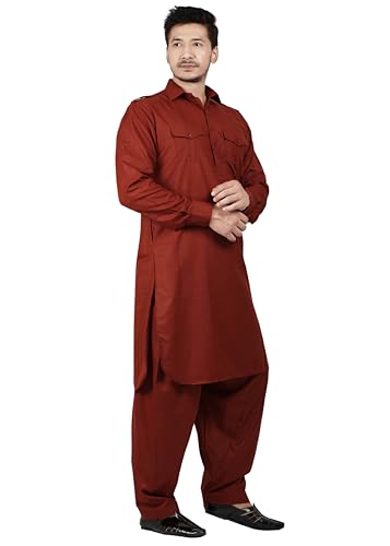 Image of K-ROYALS Men's Cotton Blend Pathani Kurta Pyjama Suit