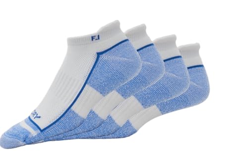 FootJoy Men's ProDry Roll Tab 2-Pack Socks, White/Royal Blue, Fits Shoe Size 7-12