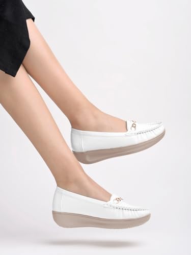 Image of Shoetopia Women's Comfort Loafers - Soft Sole Slip-On Moccasins with Horsebit Detail | Casual & Office Wear Flats