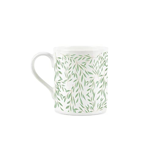 Purely Home Green Leaves and Foliage Fern Design - Fine Bone China Mug White Coffee/Tea Present Gift - Image 2