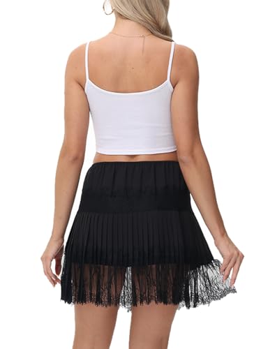 Image of Vanrose Jan Lace Shirt Extender for Women Layering Fake Top Lower Sweep Shirt Hollow Half Length Skirt
