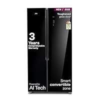 Godrej 600L 3Star 5 Years Comprehensive Warranty Smart Convertible Zones | Toughened Glass Door | Frost Free Inverter (2025 Model, RS EONVELVET 600C RIT BK GL, Black Glass)