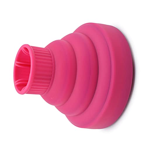 Universal Collapsible Hair Dryer Diffuser, Silicone Blow Dryer Diffuser Attachment Portable Travel Hair Dryer Diffuser for Home Hair Salon, Suitable for Nozzle 1.4 in to 2 in (Rose Red)