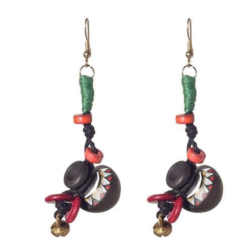 Image of Handcrafted Boho & Tribal Earrings for Women - Wooden, Brass & Terracotta Statement Designs in Drop, Hoop, Loop & Dangle Styles