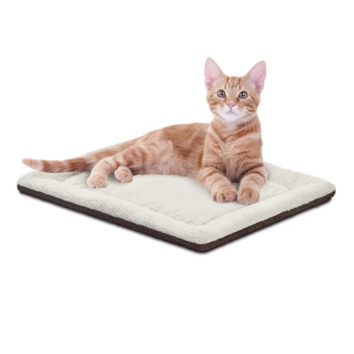 K&H PET PRODUCTS Self-Warming Cat Bed Pad, Self Heating Pad for Outdoor Cat Houses, Warming Mat for Indoor Pet Beds & Furniture, Reversible Blanket, Washable – Small 21 X 17in Oatmeal/Chocolate