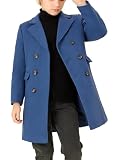 Haloumoning Boys Dress Coats Double Breasted Trench Coat Winter Pea Coat with Pockets 5-14 Years