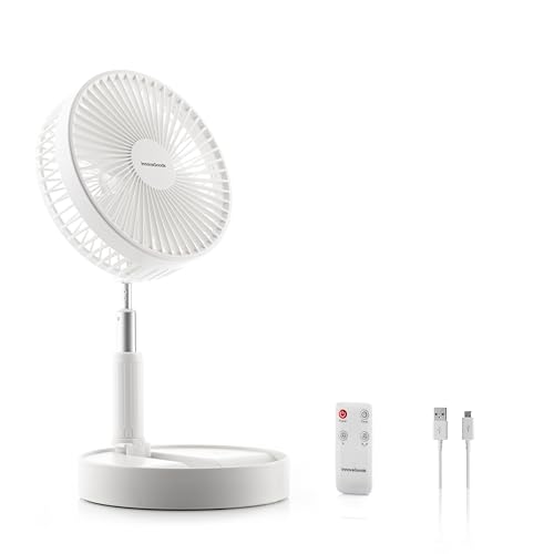 InnovaGoods® Ventilador de Pie Portátil, 7200mAh Recargable USB Ventilador Plegable con Mando, 4...