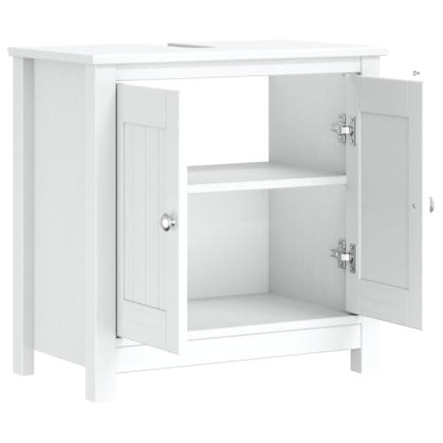 Gabinete para lavabo de baño 23.6"x13.4"x23.2" de madera maciza de pino con almacenamiento miniatura 5