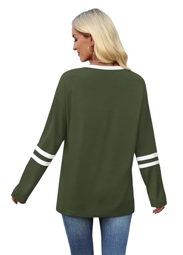 Image of Sampeel Long Sleeve Shirts for Women Color Block Casual Tops Fall Outfits 2026 Basic Tees Trendy Spring Clothes