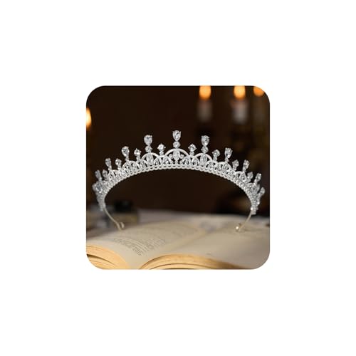 SWEETV Princess Tiara for Women, Crystal Wedding Tiaras for Bride, Silver Crown for Birthday Quinceanera Pageant Party Prom,Costume Hair Accessories Gift, 01 Silver