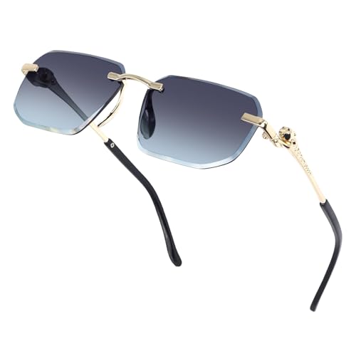 Image of IFLASH UV Protected Retro Rectangular Rimless Sunglasses for Men and Women