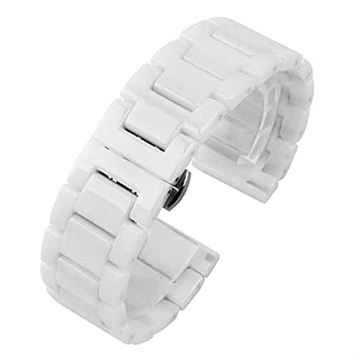 Nostalgie Montre Bande Bande De Montre en Céramique 14 15 16 17 18 19 20 21 21 22mm Blanc Blanc Sangle De Montre pour Hommes Et Femmes Bracelet Remplacement (Color : White A, Taille : 20mm) Cover