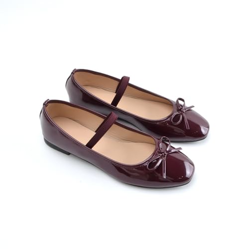 Womens Casual Slip On Flats, Closed Round Toe Mary Jane Flat, Elastic Band Low Heel Dress Work Shoes