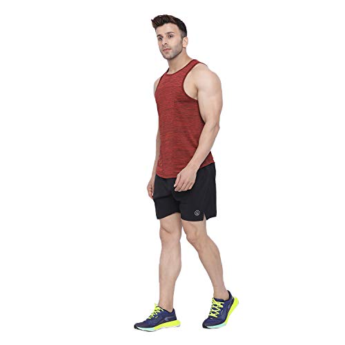 Image of CHKOKKO Men Polyester Printed Gym Co-Ord Sets Sleeveless Tank Top With Shorts
