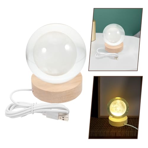 Lámpara de Mesa Bola de Cristal 3D con Base de Madera USB miniatura 7