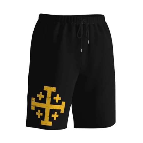 Crusader Cross of Jerusalem Mens Swim Trunks Quick Dry Board Shorts 7" - Hawaii Beach Swimwear2