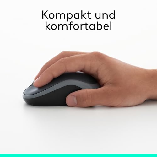 Logitech M185 Kabellose Maus, 2,4 GHz mit USB-Nano-Empfänger, 12 Monate Batterielaufzeit, 1000 DPI Optical Tracking, Für Links- und Rechtshänder, Kompatibel mit PC, Mac, Laptop - Grau – Bild 6