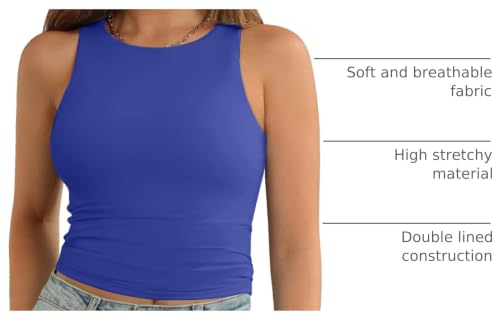 Image of ATHMILE Womens Double Lined Crop Tank Tops Casual Basic Shirts Sleeveless Workout Tops Cute Summer Clothes Teen Girls