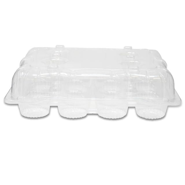 Glownary DFI High Dome Cupcake Container, LBN-9812, Clear Hinged Lid, 12 Compartments | 100/Case By Detroit Forming