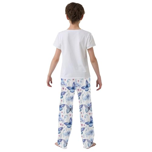 Flower Butterfly Long Pajama Pants Elastic Waist PJ Bottoms with Pockets S A1113034