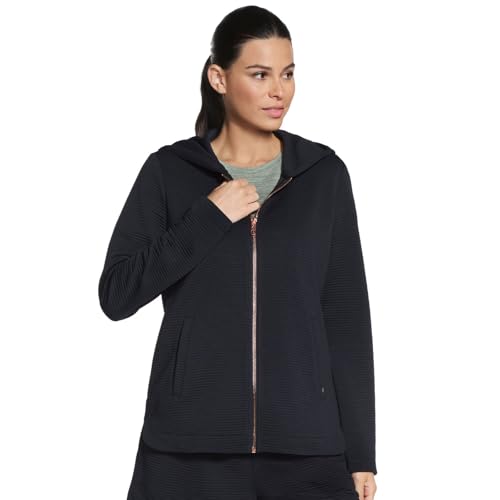 Skechers Gowalk Everywhere Tunic Jacket Capuche Femme Noir Veste Longue