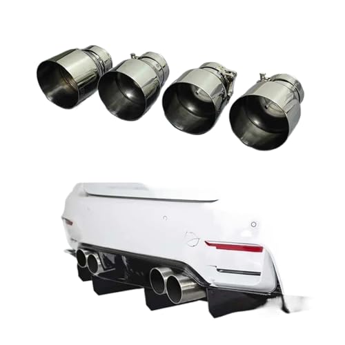 Car Accessories, 4 PCS Exhaust Tip Tail Throat Compatible For BMW M2 F87/ M3 F80/ M4 F82/ M5 F10/ M6 F12 304 Stainless Steel Muffler Tip Nozzles(Black)
