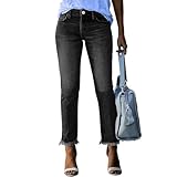 3/4 Pantalones Mujer Vaqueros Pantalón Mujer Talle Alto Casual Vaqueros Talle Alto Ligeros Verano Primavera Cotidiano Jeans Chic Y Elegante con Bolsillo Ropa Deportes Leggins Vestir Negro XXL